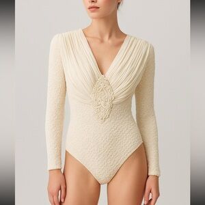 Rare Vintage Georges Barhel off white Bodysuit Size 3 woman’s large